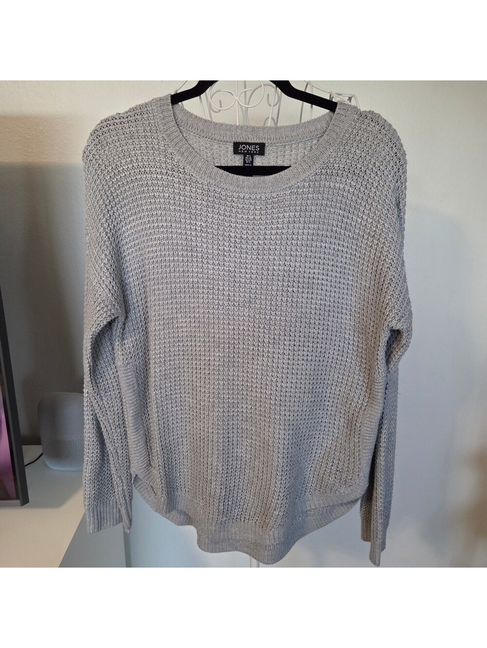 Jones New York Women's Gray Acrylic Pullover Sweater Size S